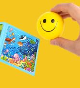 LovesTown Face Stress Balls, 2inch Funny Squeeze Balls 12PCS Yellow Smile Balls Mini Stress Relie...