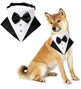 Formal Dog Tuxedo for Small Medium Large Dogs,Wedding Dog Collar with Bow Tie, Adjustable Pet Col...
