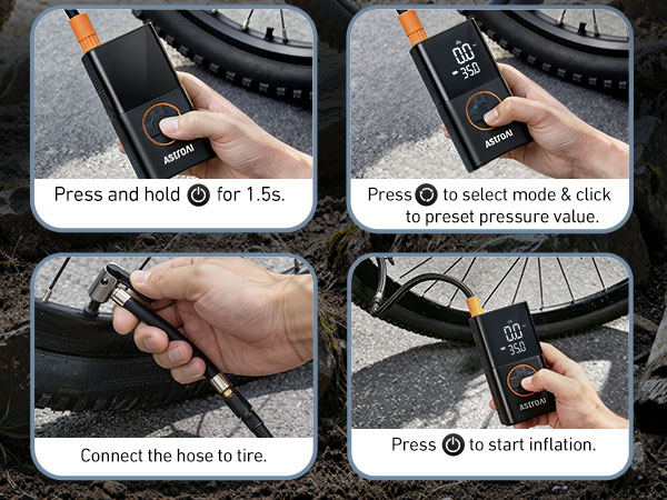Bike Pump tire inflator portable air compressor e bike accessories