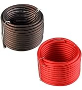 TOPSTRONGGEAR 8 Gauge 25ft Black and 25ft Red Power/Ground Wire True 8 AWG Power Wire-True Spec a...