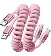 LISEN Pink USB C Cable, Gifts for Women Men 2 Pack for Android Auto &amp; CarPlay Cable, Type C Charg...