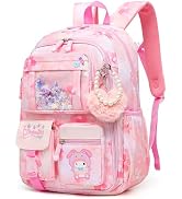 Alrisg Lovely Girls Backpack School Bag for Students Kids Book Bag with Multiple Pockets Splash-p...