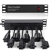 ElecVoztile 10 inch Rack PDU, 8 Rear Outlets, 1020J Surge Protection &amp;15A Overload Switch, 1U Rac...