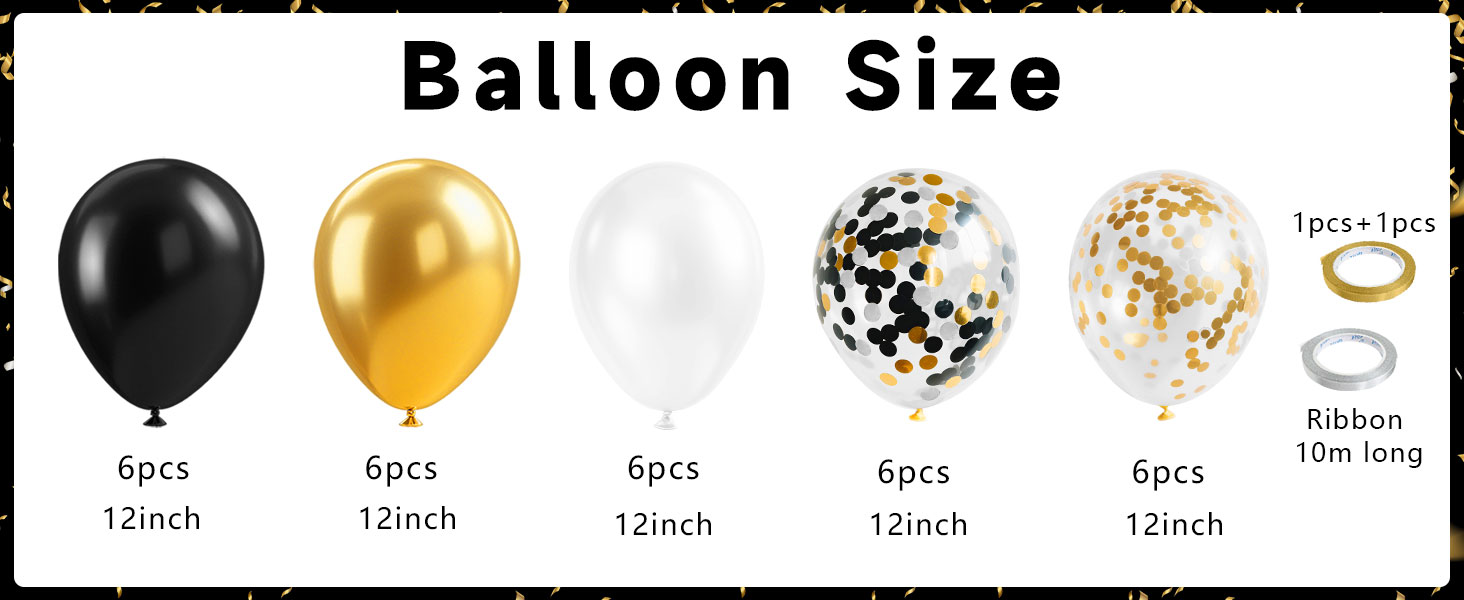 Black Gold Confetti Balloons