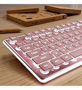 SEUNKWANG EWEADN GX710S Backlit Computer Keyboards, Wired USB Keyboard with White Backlit, Metal ...