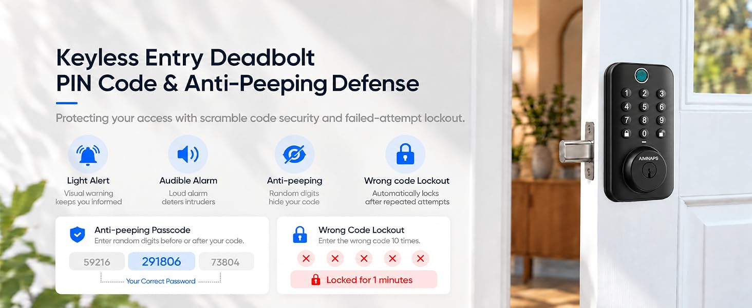 anti peep digital deadbolt lock random digits security passcode entry
