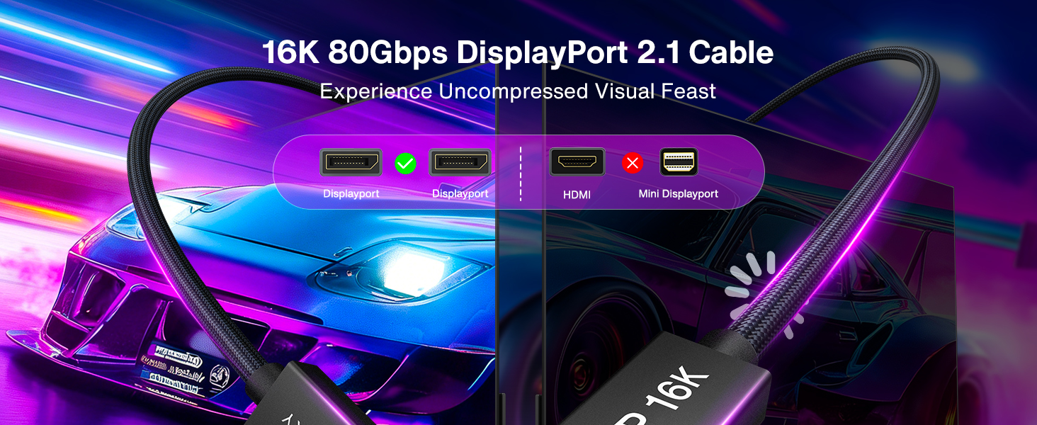 80Gbps Displayport Cable 2.1