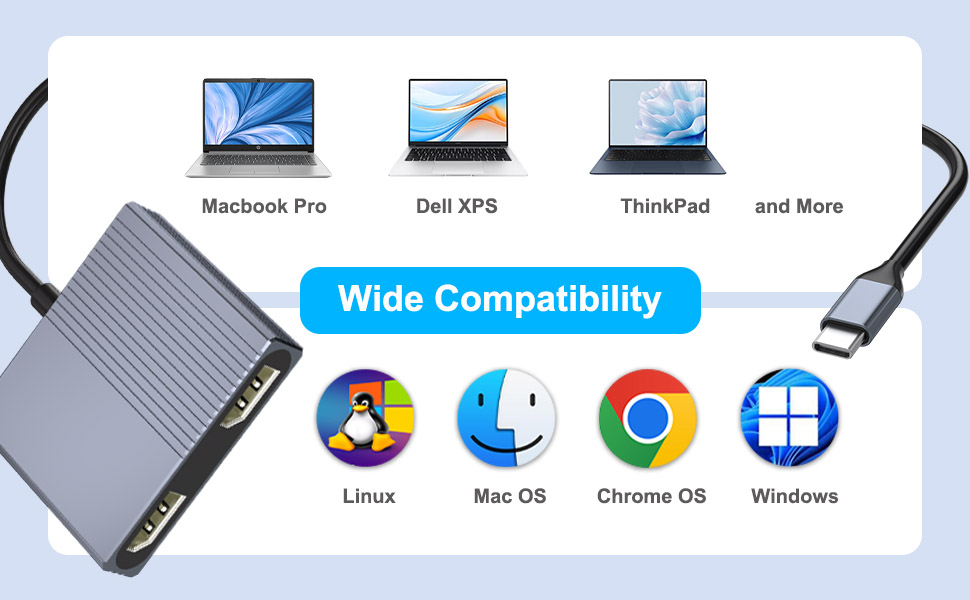 USB-C to Dual DisplayPort Splitter