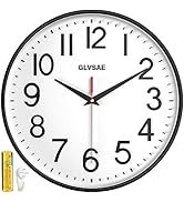 GLVSAE Wall Clock 12 Inches Non-Ticking Wall Clocks Battery Operated Large Easy to Read with Ster...