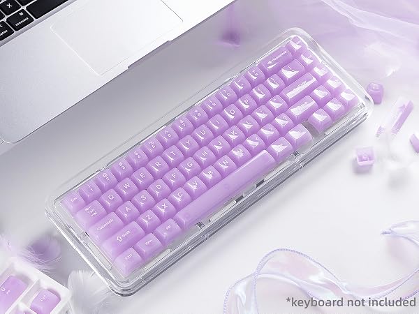 Womier Clear Jelly Keycaps, Ceramic Keycaps Style Cute Transparent Purple Keycaps