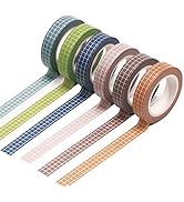 Grid Washi Tape Set of 6pcs 10mm Width Assorted Adhesive Masking Decorative Tapes Self-Stick for ...
