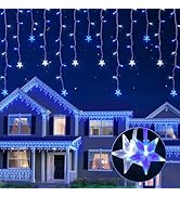 oopswow Icicle Lights Outdoor,16.5FT 200 LED Curtain Fairy Lights,40 Drops 8 Modes with Timer Ici...
