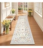 Yamaziot Washable Runner Rug 2x8 – Boho Non Slip Floral Hallway Runner Rug with Rubber Backing, L...