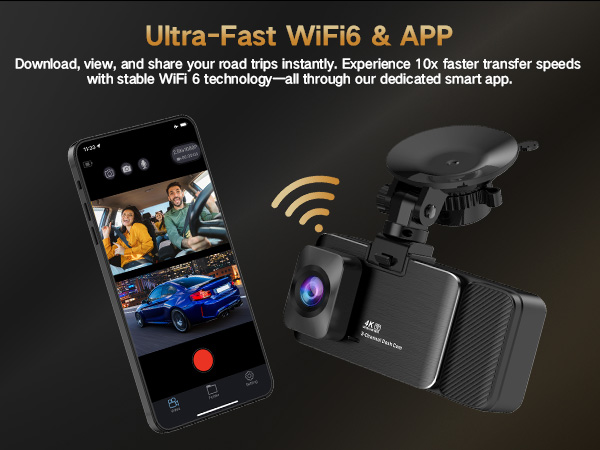 4K Dash Cam Front and Rear Inside, 3-Channel Cars Camera Dash