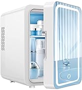 MEHIDFY Mini Fridge for Bedroom, 6L Skincare Fridge with Dimmable LED Mirror, Cooler and Warmer B...
