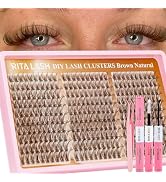 Brown Lash Clusters Kit Brown Eyelash Clusters Lashes Kit Natural DIY Lash Extension Kit 10-16mm ...