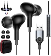 USB Headset with Microphone for PC Laptop,7.5Ft USB A Headphones Earbuds for Computer with in-Lin...