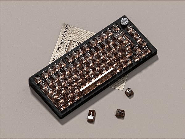 Coffee Clear keycaps,Transparent MDA key caps Ceramic Jelly Set,Shine Through keycaps keys caps