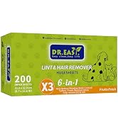 Dr.Easy LINT &amp; HAIR REMOVER Pet HUGESHEETS with 3X ODOR REMOVE Dryer Sheets, Fruits Fresh, 200 Co...