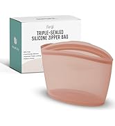 Firgi Premium Platinum Silicone Reusable Food Storage Bag 6.3 Cup (53 fl oz), Airtight Zip Lock B...