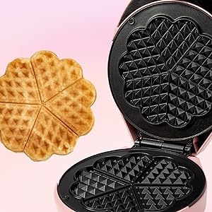waffle maker mini belgian removable plates heart cast iron double temperature non-stick cool touch