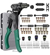 JiGiU 3 in 1 Rivet Nut Tool,Rivet Gun, Reamer Set, 360°Swivel Head Hand Riveter Tool Professional...