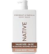 Native Body Wash for Women &amp; Men, Coconut &amp; Vanilla, 36 oz Pump Bottle, Sulfate-Free &amp; Gentle