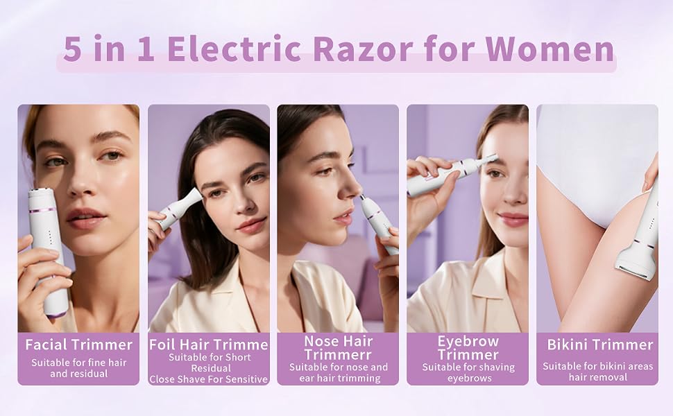 Electric Razor for Women- 5 in 1 Electric Shaver for Women