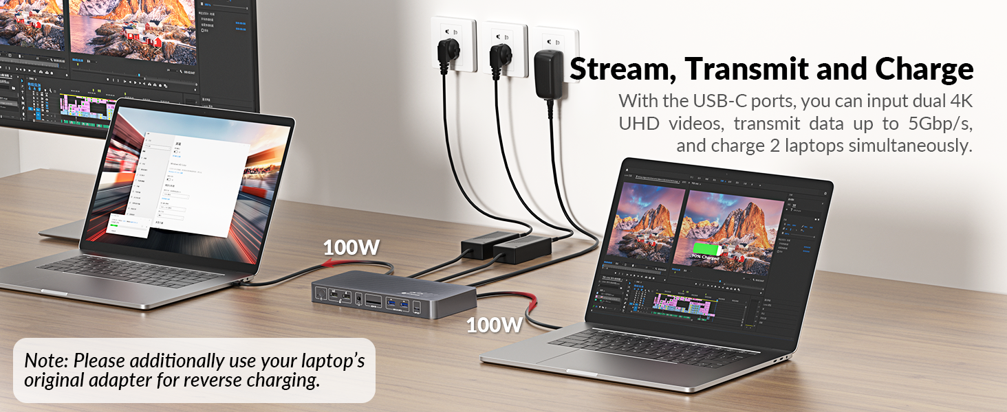 kvm switch docking station 2 monitors 2 laptops 100W with EDID