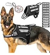 MOOGROU Service Dog Vest Harness+ID Tag+10 Patches,Metal Serivce Dog Tag&amp;Reflective Emotional Sup...