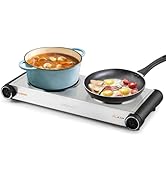 Cusimax Hot Plate,1800W Portable Electric Countertop Double Burner,Cast Iron Stove, Concealed Han...