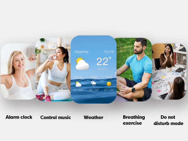weather breathing trainning alarm stopwatch multifunction smartwatch fitness tracker