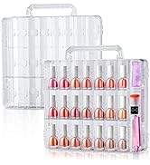 SUBAY 2 Pcs Portable Nail Polish Organizer, Clear Double Side Nail Polish Holder,Gel Nail Storage...