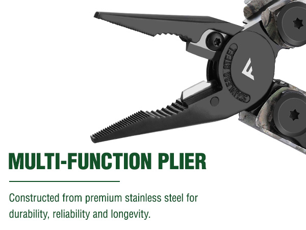FLISSA Multitool, 18 in 1 Camo Multitool Pliers with Fire Starter, Window Breaker