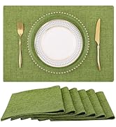 homing Cotton Linen Placemats Set of 6, Cloth Washable Farmhouse Dining Table Mats for Indoors &amp; ...
