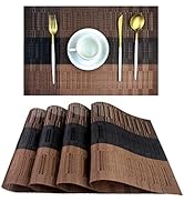 PIGCHCY Placemats,Durable Placemats for Dining Table,Washable Woven Vinyl Kitchen Placemats Set o...