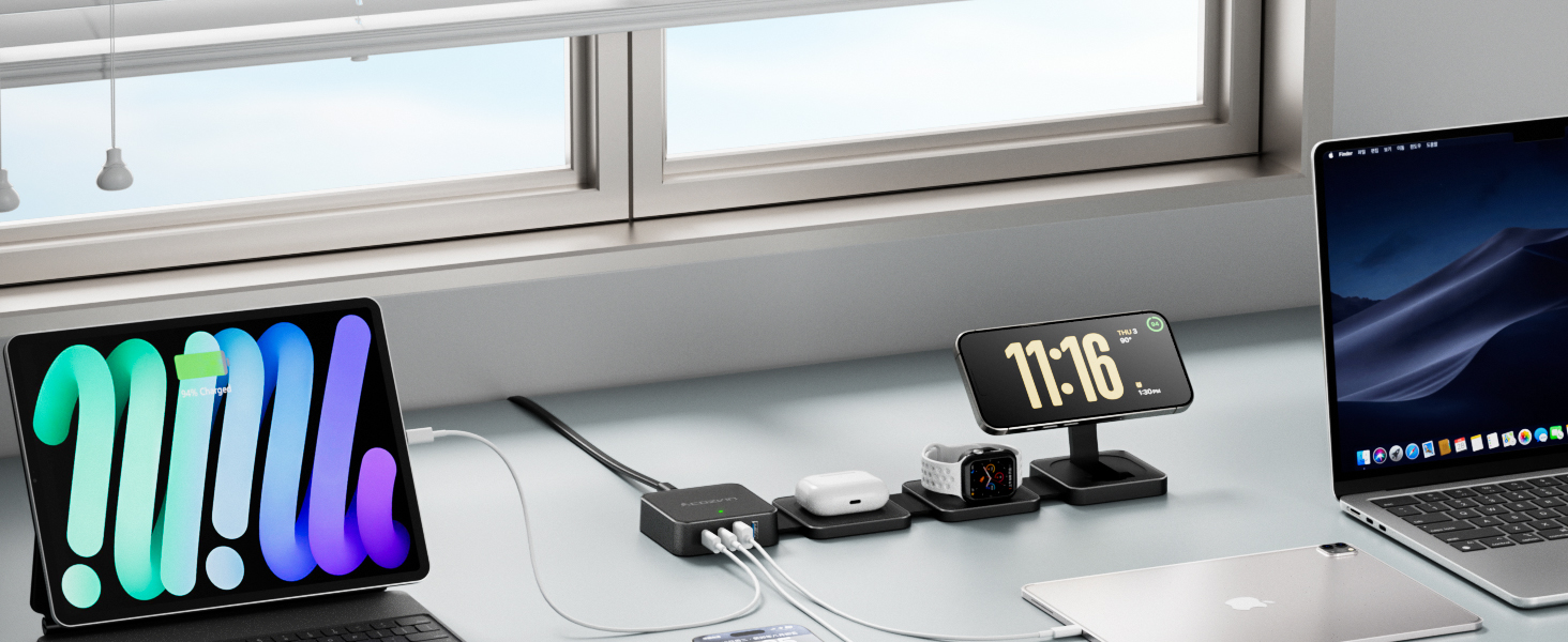 Wireless Charging Station for Apple Devices, Foldable Magnetic Wireless Charger