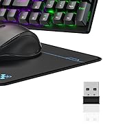 Wireless Gaming Keyboard and Mouse Combo, 98 Keys RGB Backlit Blue Switch Mechanical Keyboard, Er...