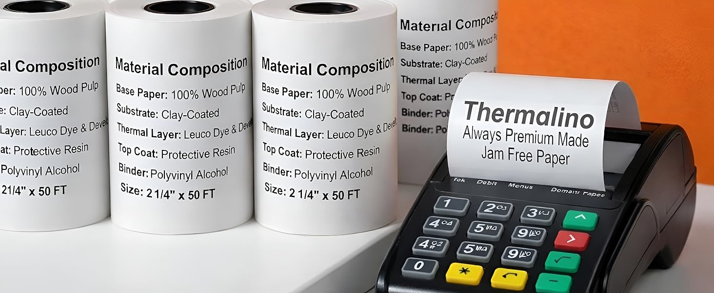 2 1/4 x 50ft thermal paper rolls for Moneris, Square POS, Clover receipt paper, credit card machine