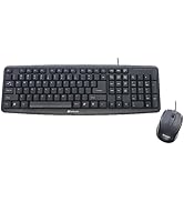 Verbatim Slimline Wired Keyboard and Mouse Combo USB Plug-and-Play Numeric Keypad Adjustable Tilt...