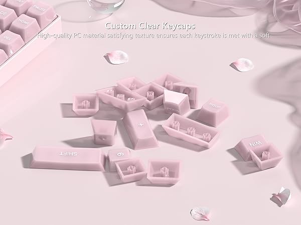 Keyboard Keycaps Jelly, Clear Cute Keycaps, Transparent Pink Custom Key Cap