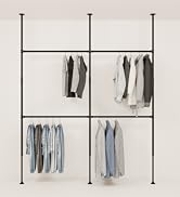 pamo loft clothing rack with clothes on beige background