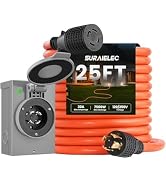 SURAIELEC 30 Amp 25FT Generator Cord and Power Inlet Box, Generator Box with 4-Prong Generator Co...