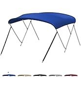 KEMIMOTO Bimini Top for Boat, Bimini Tops Cover 600D Marine Grade Canvas Boat Canopy with 6ft Len...