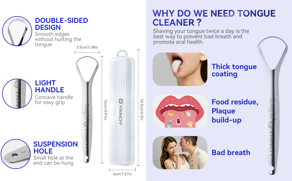 Josgis Stainless Steel Tongue Cleaner Scraper