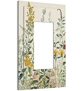 Yamxbfa Decorative Outlet Covers Rustic Beige Wildflower Green Plants Yellow Floral 1 Gang Single...