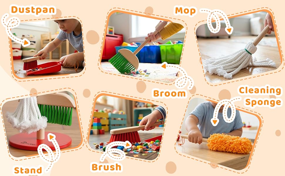 Wooden Detachable Kids Cleaning Set