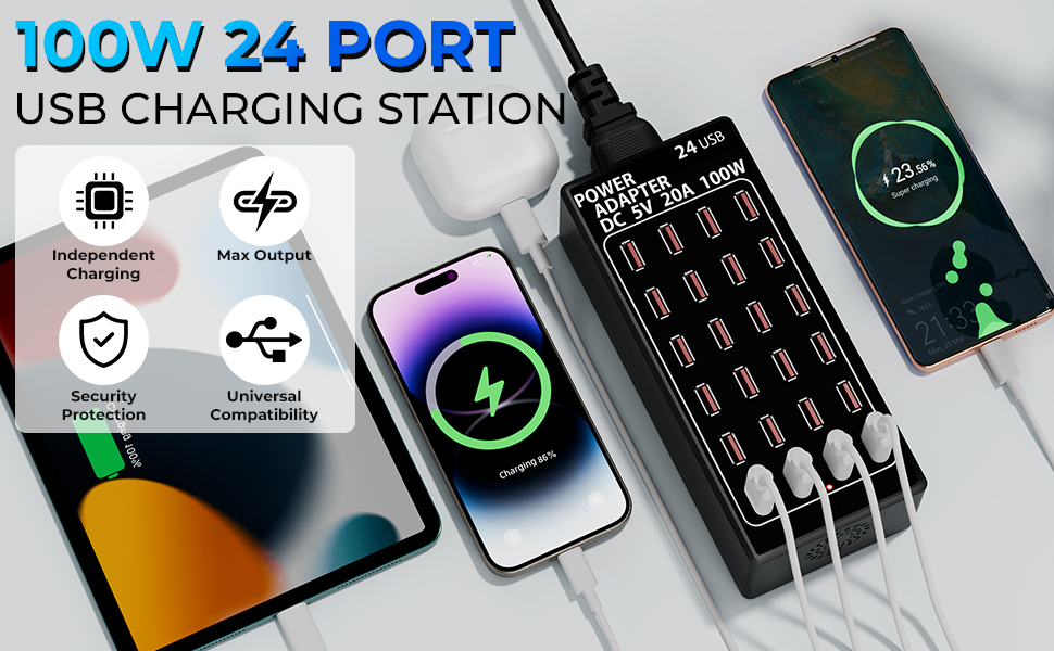 100W 24PORT USB CHARGING STATION