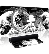 Wave Sea Dragon Gaming Mouse Pad Large Desk Mat Extended Black Keyboard Mouse Pad Gaming Mousepad...