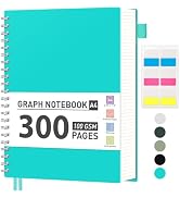 AHGXG Graph Paper Notebook, 300 Pages Spiral Notebook 8.5" x 11", A4 Large Grid Paper Notebook, 1...